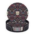 thumbnail image 1 of LNWH Non-Slip Decorative Drink Coasters, Traditional Day Of The Dead Skull Pattern Drink Mats with Holder, 6Pcs, 1 of 8