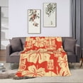 thumbnail image 1 of LNWH Orange Hawaiian Print Art Pattern Throw Blanket, Fluffy Soft Cozy Bed Flange Plush Blankets, 40"x30", 1 of 8