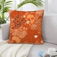 thumbnail image 1 of LNWH Orange Leopard Stripe Floral Throw Pillow Covers, Square Soft Linen Decorative Pillow Cases, 20"x20" Inch, 1 of 8