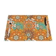 thumbnail image 1 of LNWH Orange Vintage Mandala Pattern Placemats, 4 PCS Heat Resistant Washable PVC Table Mats, 18"x12", 1 of 6