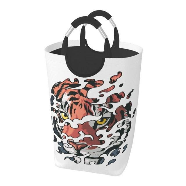 LNWH Oriental Tiger Cloud Pattern Laundry Basket, 50L Large Capacity