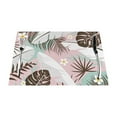 thumbnail image 1 of LNWH Pink Floral Leaf Pattern Placemats, 1 PCS Heat Resistant Washable PVC Table Mats, 18"x12", 1 of 6