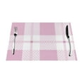 thumbnail image 1 of LNWH Pink Plaid Texture Art Pattern Placemats, 4 PCS Heat Resistant Washable PVC Table Mats, 18"x12", 1 of 6