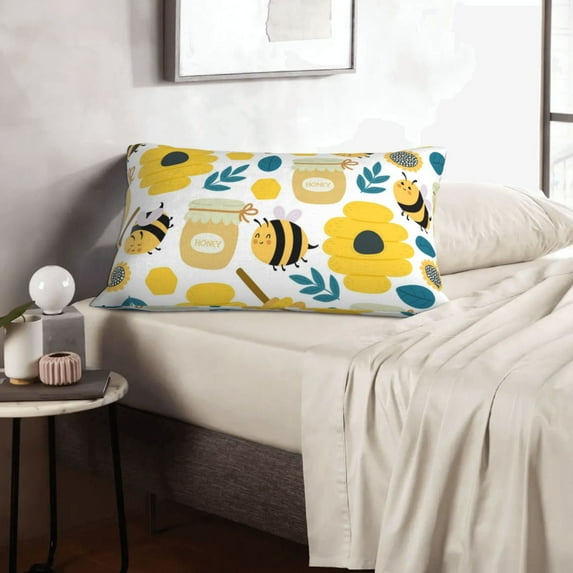 LNWH Rectangle Pillow Cover, Cartoon Bees Honey Animals Cushion Covers Pillowcase for Couch Bedroom Sofa, 20"x30"