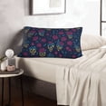 thumbnail image 1 of LNWH Rectangle Pillow Cover, Cartoon Skulls Roses Blue Cushion Covers Pillowcase for Couch Bedroom Sofa, 16"x24", 1 of 7