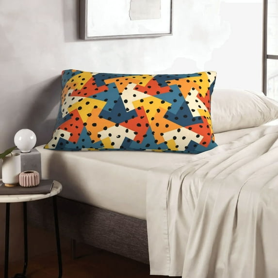 LNWH Rectangle Pillow Cover, Color Graphic Splicing Cushion Covers Pillowcase for Couch Bedroom Sofa, 14"x20"