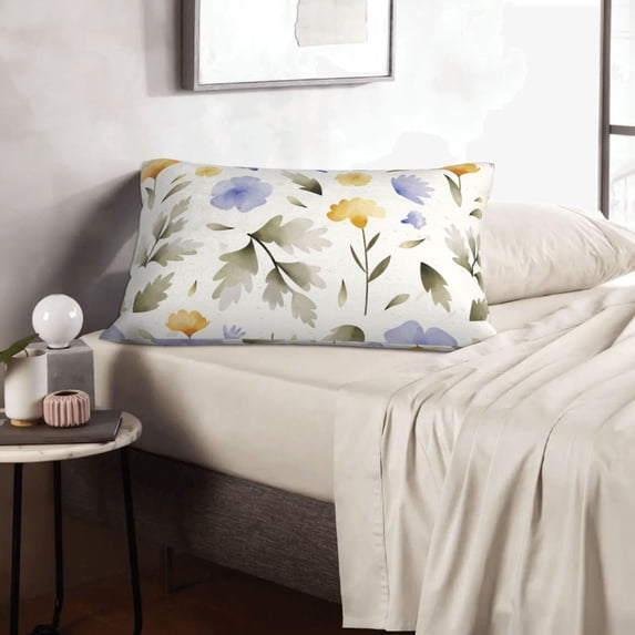LNWH Rectangle Pillow Cover, Fresh Watercolor Flower Art Pattern Cushion Covers Pillowcase for Couch Bedroom Sofa, 14"x20"