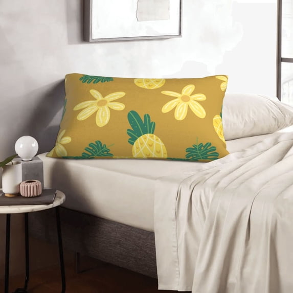 LNWH Rectangle Pillow Cover, Fruit Pineapple Flowers Exotic Cushion Covers Pillowcase for Couch Bedroom Sofa, 20"x30"