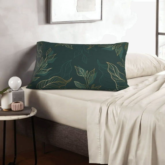 LNWH Rectangle Pillow Cover, Green Leaf Line Texture Art Pattern Cushion Covers Pillowcase for Couch Bedroom Sofa, 20"x30"