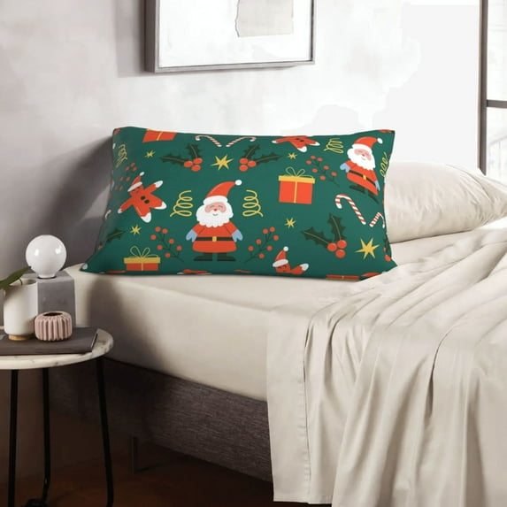 LNWH Rectangle Pillow Cover, Santa Claus Candy Holiday Cushion Covers Pillowcase for Couch Bedroom Sofa, 16"x24"