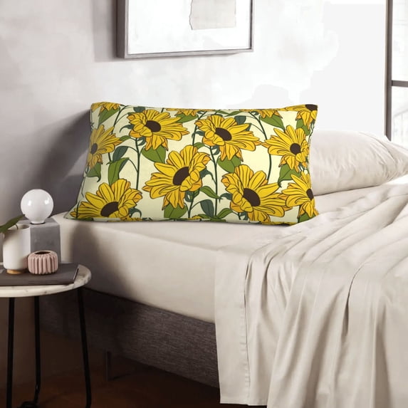 LNWH Rectangle Pillow Cover, Sunflowers Orange Daisy Floral Cushion Covers Pillowcase for Couch Bedroom Sofa, 20"x30"