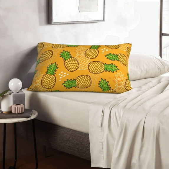 LNWH Rectangle Pillow Cover, Tropical Fruit Pineapple Background Cushion Covers Pillowcase for Couch Bedroom Sofa, 16"x24"