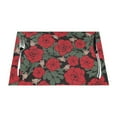thumbnail image 1 of LNWH Red Beautiful Roses Pattern Placemats, 1 PCS Heat Resistant Washable PVC Table Mats, 18"x12", 1 of 6