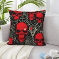 thumbnail image 1 of LNWH Red Skull Doodle Throw Pillow Covers, Square Soft Linen Decorative Pillow Cases, 18"x18", 1 of 8