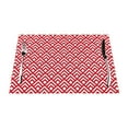 thumbnail image 1 of LNWH Red Vintage Geometric Abstract Pattern Placemats, 1 PCS Heat Resistant Washable PVC Table Mats, 18"x12", 1 of 6