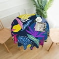 thumbnail image 1 of LNWH Resistant Wrinkle Resistant Washable Round Tablecloth, Abstract Design Leaf Hand Drawn Pattern Table Cover 60in, 1 of 8