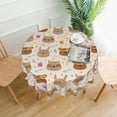 thumbnail image 1 of LNWH Resistant Wrinkle Resistant Washable Round Tablecloth, Boho Style Cartoon Bears and Bunnies Pattern Table Cover 60in, 1 of 8