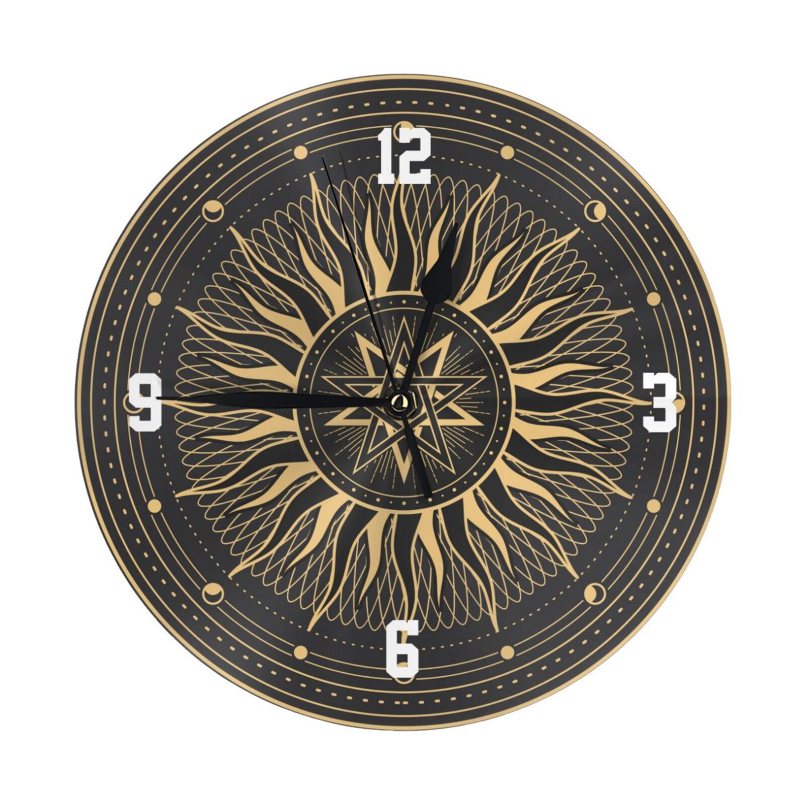 LNWH Silent Non Ticking Wall Clock, Witchcraft Pentagram Occult Symbols