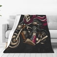 thumbnail image 1 of LNWH Skeleton Riding Retro Motorcycle Pattern Throw Blanket, Flannel Sofa Blankets for All Seasons, 40"x30", 1 of 8