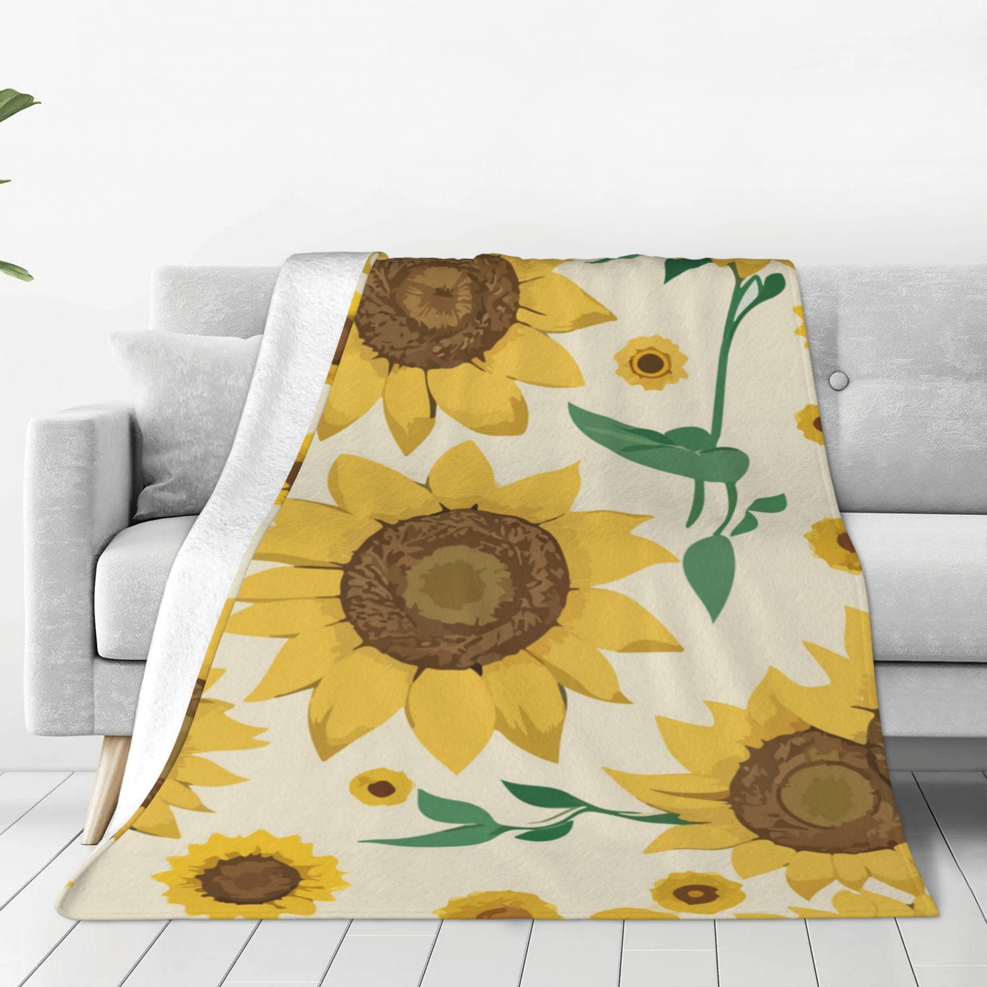 Sunflower Pattern Print Throw Blanket