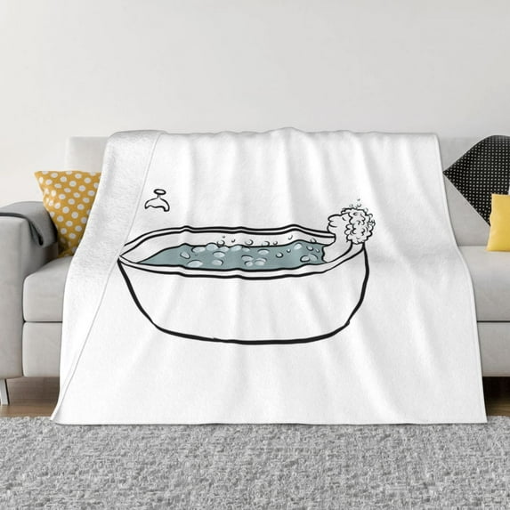 LNWH Super Soft Flannel Bed Blanket, Cozy Fluffy Warm All Seasons Bubble Bathtub Line Art Pattern Throw Blankets for Sofa Bedding, 40"x30"
