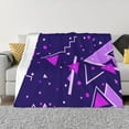 thumbnail image 1 of LNWH Super Soft Flannel Bed Blanket, Cozy Fluffy Warm All Seasons Purple Blue Geometric Pattern Throw Blankets for Sofa Bedding, 60"x50", 1 of 8