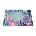 thumbnail image 1 of LNWH Tropical Jungle Flowers Pattern Placemats, 6 PCS Heat Resistant Washable PVC Table Mats, 18"x12", 1 of 6
