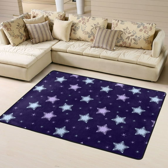 LNWH Vintage Abstract Star Rug for Bedroom Living Room, Non-Slip Soft Foldable Carpet, 63" x 48"