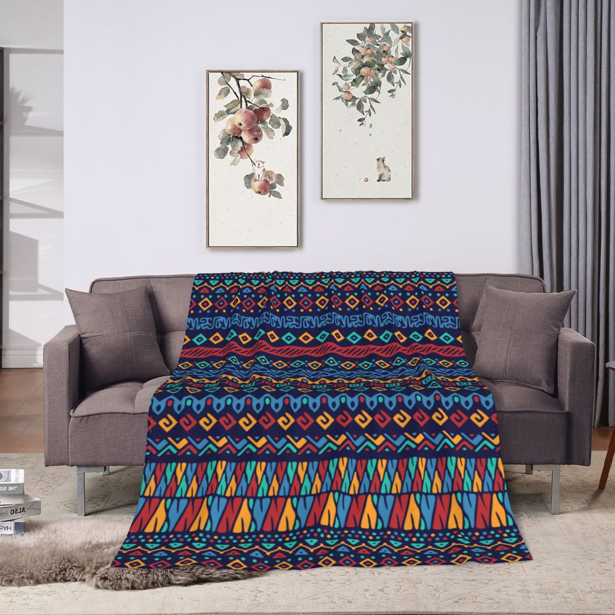 Abstract Savanna Flannel Blanket Poncho
