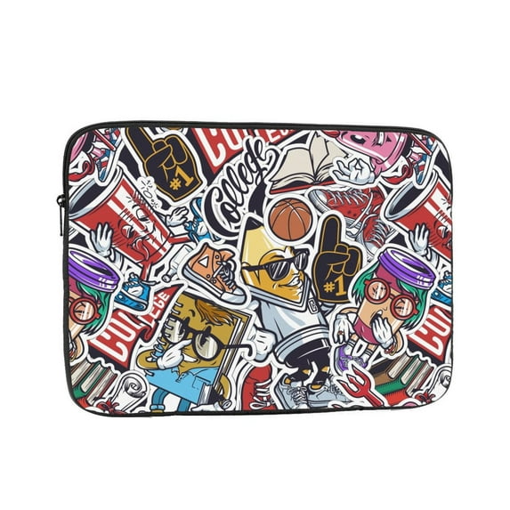 LNWH Vintage Colorful Graffiti Pattern Laptop Sleeve, Notebook Computer Pocket Tablet Briefcase Carrying Bag, 17 inch Laptop Case