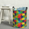 thumbnail image 1 of LNWH Waterproof Laundry Basket with Handles, Cartoon Geometric Puzzles Seamless Pattern Foldable Laundry Hamper, Medium Size, 1 of 8