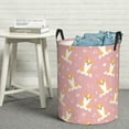 thumbnail image 1 of LNWH Waterproof Laundry Basket with Handles, Cartoon Kawaii Corgi Pink Background Pattern Foldable Laundry Hamper, Small Size, 1 of 8
