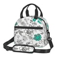 thumbnail image 1 of LNWH White Abstract Flower Pattern Lunch Bag, Reusable High Capacity Lunch Box, 1 of 8