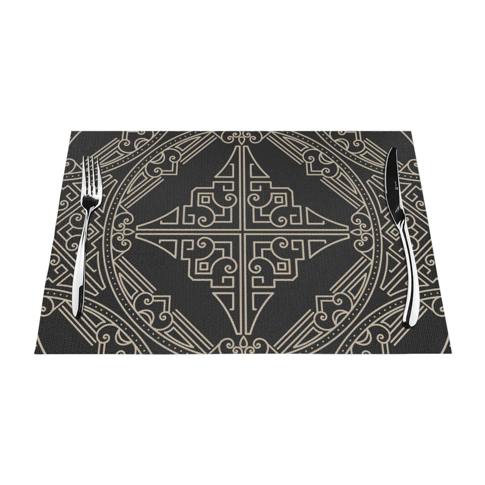 LNWH Zentangle Styled Geometric Pattern Placemats, 4 PCS Heat Resistant ...