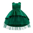 thumbnail image 1 of LNWUY (12 Months-5 Years) Toddler Girls Fashion Cute Bowknot Tulle Tutu Flower Girl Birthday Dress Dress Soft Comfy Set Green 4-5Years, 1 of 9