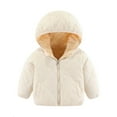 thumbnail image 1 of LNWUY (12 Months-6 Years) Fashion Cute Solid Color Winter Thick Fleece Lining Windproof Hooded Cotton Warm Jacket for Boys and Girls White 12 Months, 1 of 4