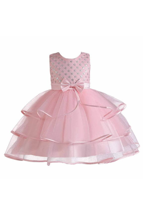 (2-10 Years) Girls' Middle-aged Children's Cute Fashion Sleeveless Embroidered Mesh Dress Casual Soft Comfy Princess Dress Pink 5-6 Years
