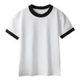 thumbnail image 1 of LNWUY (2-13 Years) Boys and Girls Summer Cotton Comfortable Breathable Short Sleeve Solid Color T-Shirt Top Black 6 Years, 1 of 9