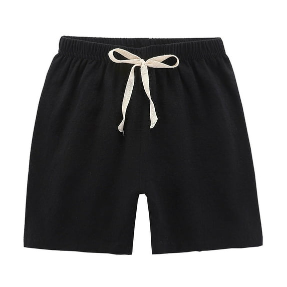 LNWUY (2-8 Years) Children's Baby Shorts Summer Thin Children Sports Leisure Solid Color Cotton and Linen Boys Shorts Black 3-4Years