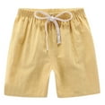 thumbnail image 1 of LNWUY (2-8 Years) Children's Baby Shorts Summer Thin Children Sports Leisure Solid Color Cotton and Linen Boys Shorts Yellow 4-5Years, 1 of 4
