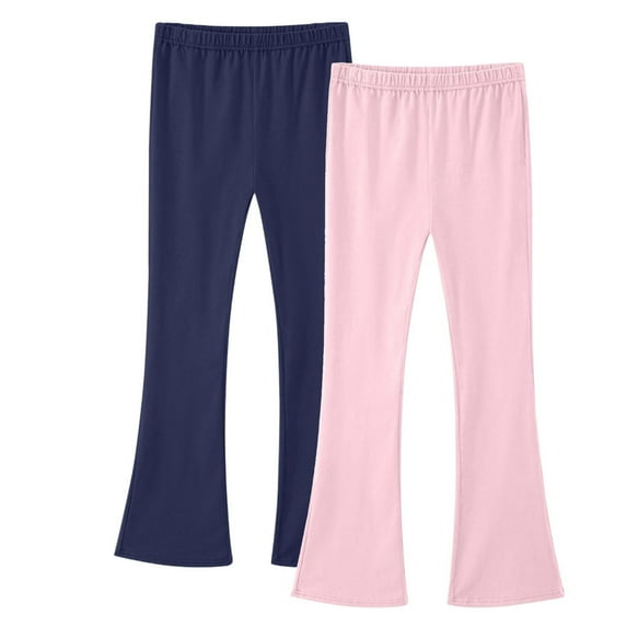 LNWUY 2 Pack Girls Flare Leggings High Waist Bell Bottom Pants Kids Solid Color Cotton Casual Clothes for Teen Girl Gray 13 Years