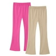 thumbnail image 1 of LNWUY 2 Pack Girls Flare Leggings High Waist Bell Bottom Pants Kids Solid Color Cotton Casual Clothes for Teen Girl Pink 9 Years, 1 of 2