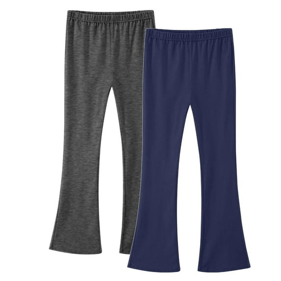 LNWUY 2 Pack Girls Flare Leggings High Waist Bell Bottom Pants Kids Solid Color Cotton Casual Clothes for Teen Girl Purple 12 Years