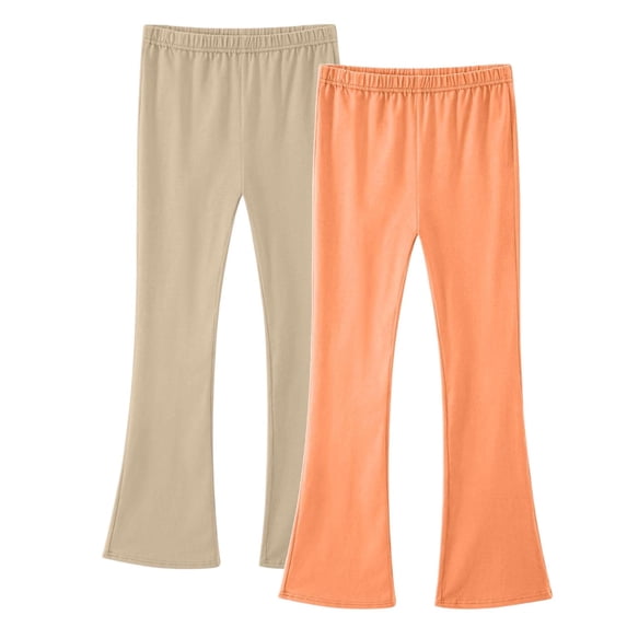 LNWUY 2 Pack Girls Flare Leggings High Waist Bell Bottom Pants Kids Solid Color Cotton Casual Clothes for Teen Girl White 3 Years