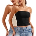 thumbnail image 1 of LNWUY 2PC Womens Strapless Tube Tops Basic Backless Sleeveless Bandeau Going Out Crop Tops Cute Solid Color Trendy Fashion Clothes Beige XL, 1 of 8