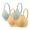 thumbnail image 1 of LNWUY 2pc Wireless Bras for Women Adjustable Straps Scalloped Lace Bras for Women Stripes Bralettes Ultra Comfort T-Shirt Bra Multicolor M, 1 of 8