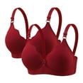 thumbnail image 1 of LNWUY 2pc Women's Large Size Non-steel Ring Gathering Comfortable Breathable Underwear Daily Bra Red XL, 1 of 8