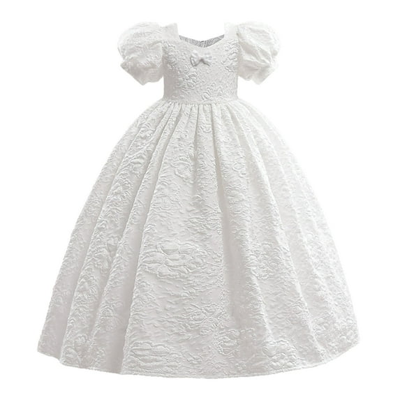 LNWUY (3-10 Years) Girls Fashion Cute Tulle Tutu Flower Girl Birthday Dress Soft Comfy Breathable Long Dresses White 8 Years
