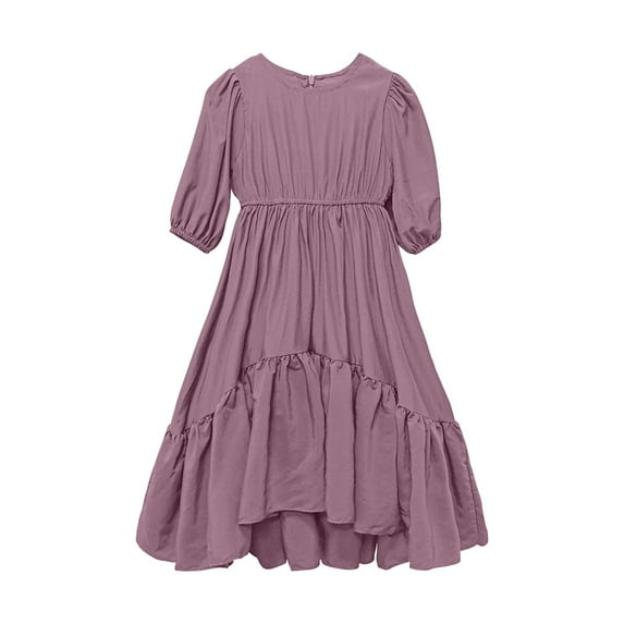 LNWUY (3-12 Years) Girls' Middle-aged Children's Cute Fashion Sleeveless Embroidered Mesh Dress Casual Soft Comfy Princess Dress Purple 4 Years