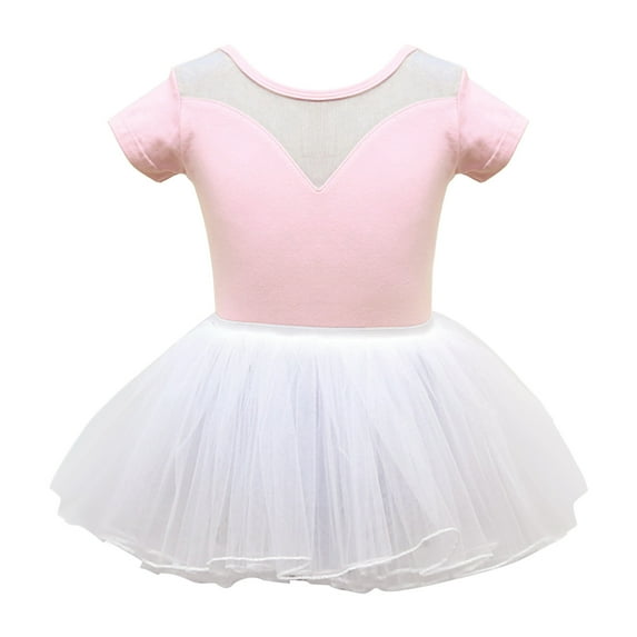 LNWUY 3-15 Years Children's Dance Clothes Girls Summer Short Sleeves Exercise Clothes Ballet Jumpsuit Performance Clothes Skirt Suit Pink 8-9 Years